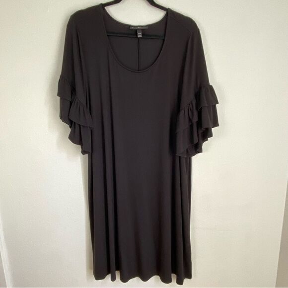 Lane Bryant Black Midi Dress Career Office Minimalist Flutter Sleeve Size 18/20 - Picture 1 of 11